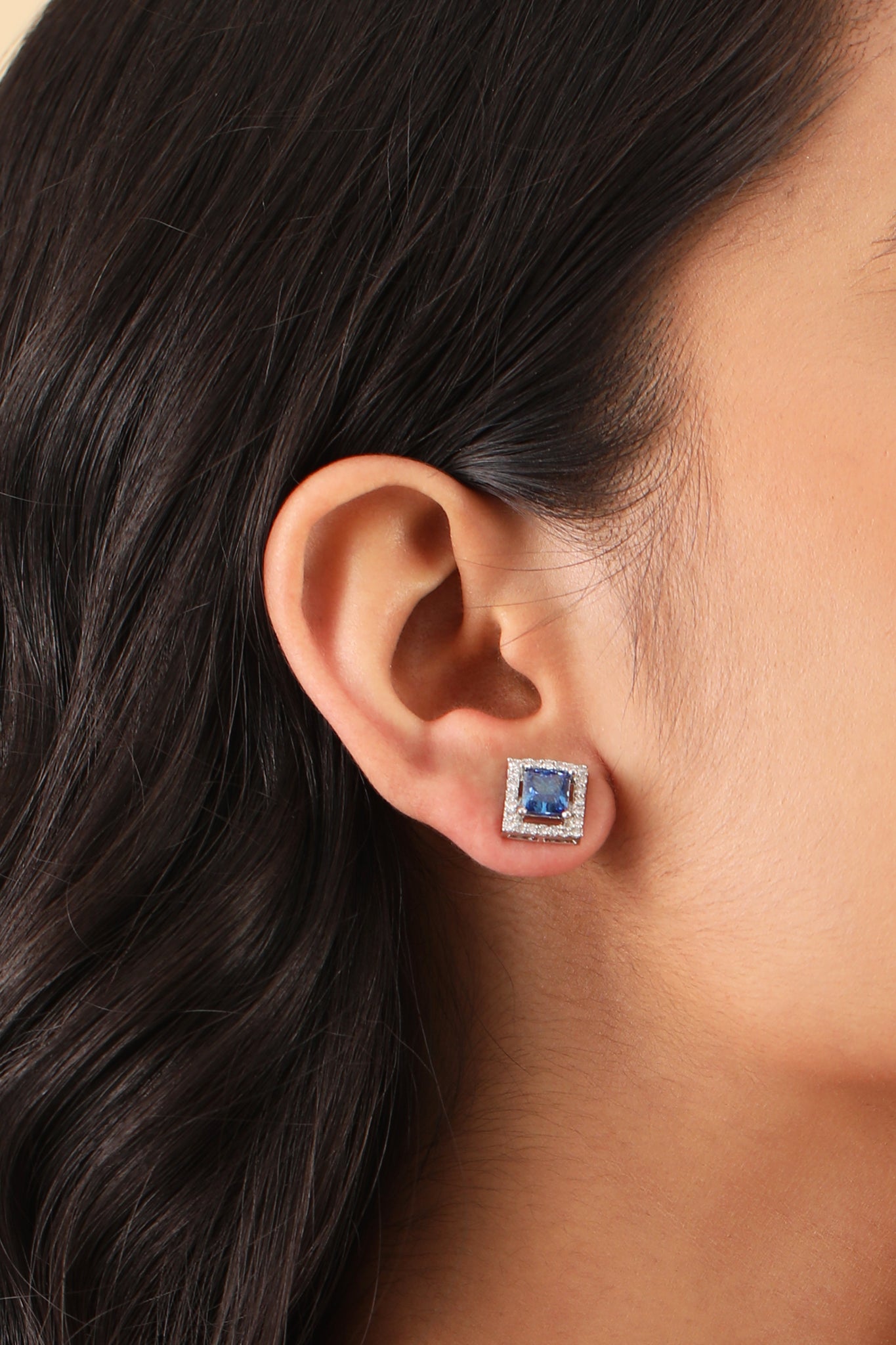 Blue Fire Stud Earring