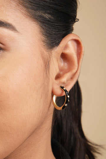 Midnight Marvel Black and Gold Hoop Earring