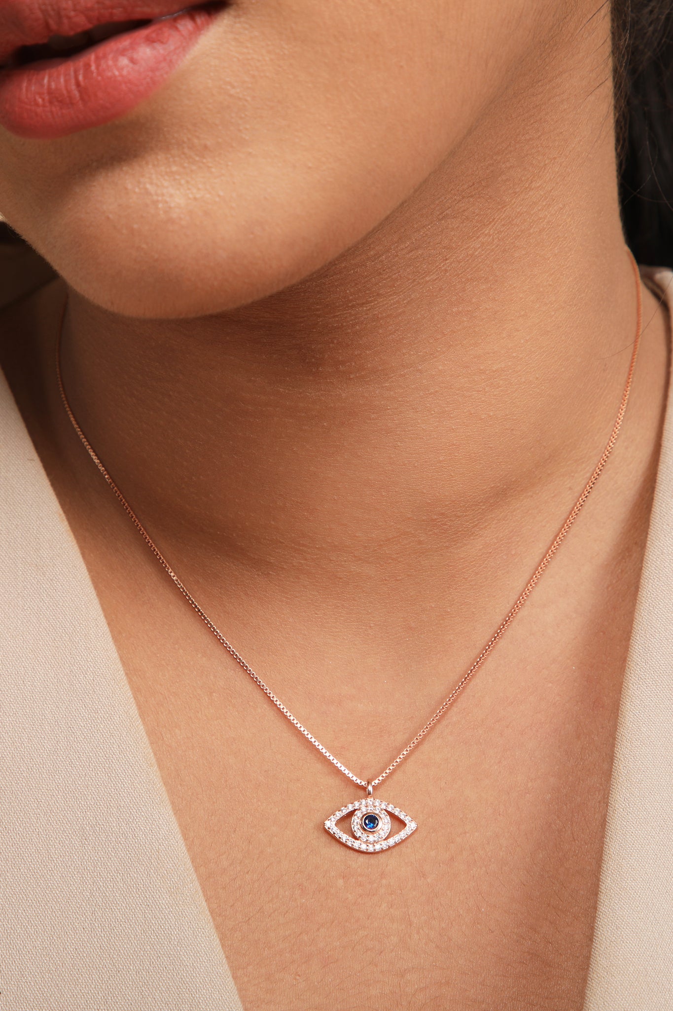 Roseate Evil Eye Pendant