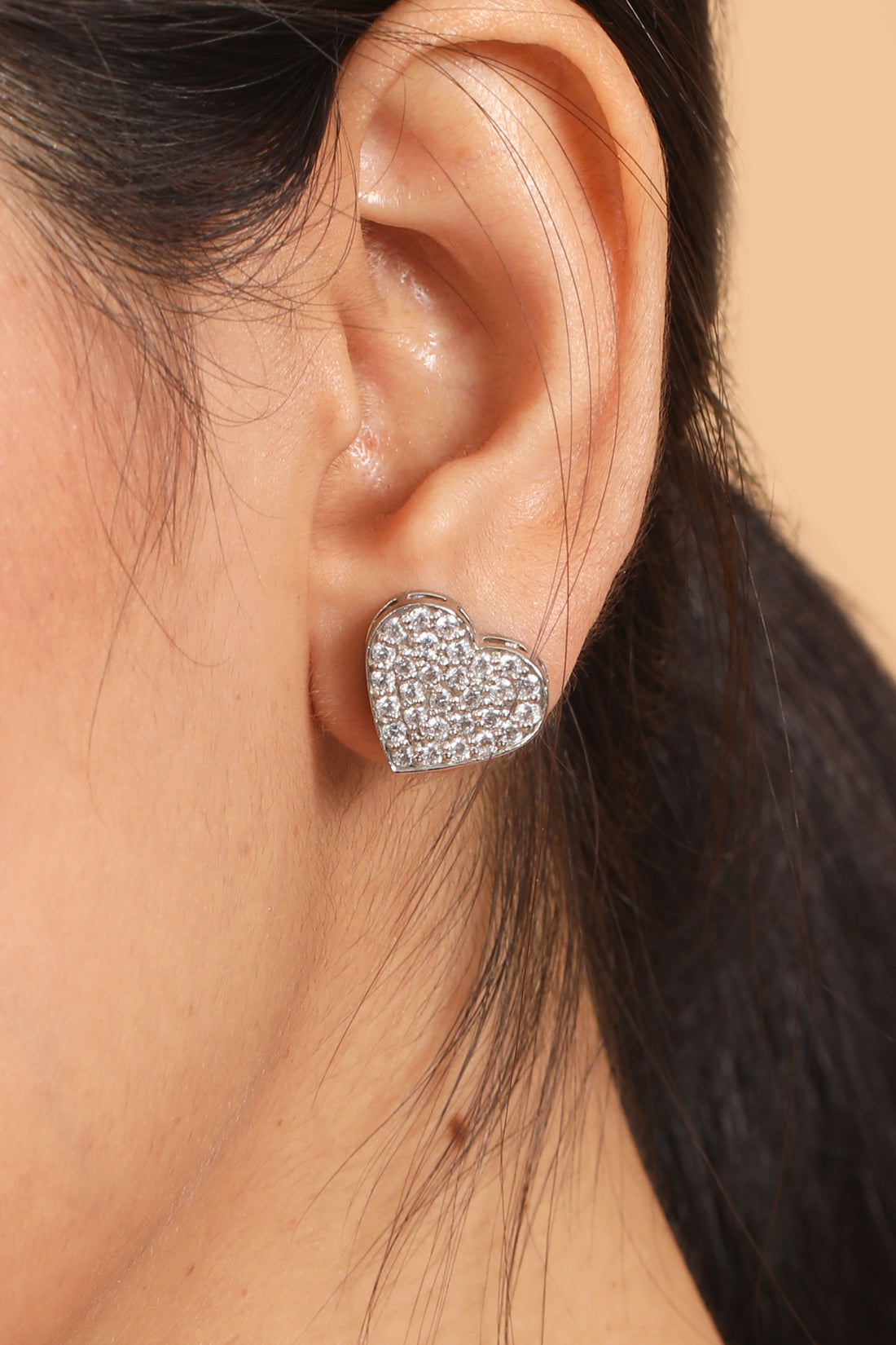 Glitter Heart Earring Stud